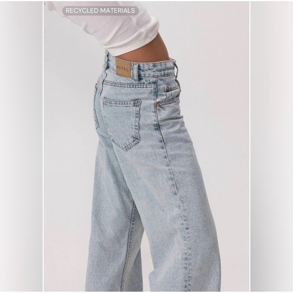 Motel Rocks Women Light Wash High Waisted Wide Leg Cotton  Jeans Size W24 L32 - Picture 11 of 16